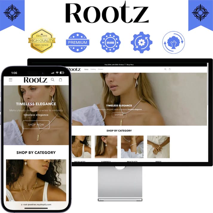 Rootz Shopify store design preview — Fine Jewellery